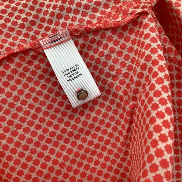 STYLUS Women's Coral Cream M Rayon 3/4 Sleeve Henley Geometric Blouse Top - Picture 3 of 6